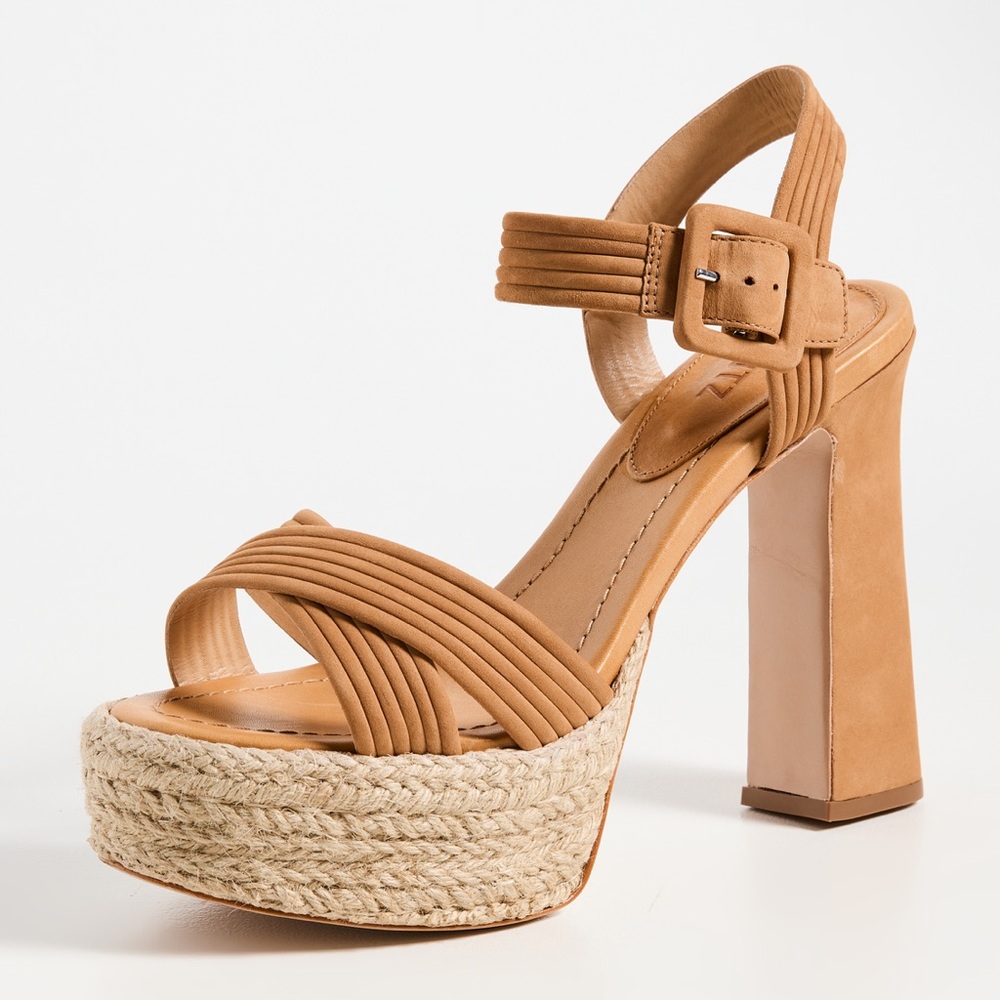 SCHUTZ Tan Braided Platform Espadrille Heels - Picture 2 of 9